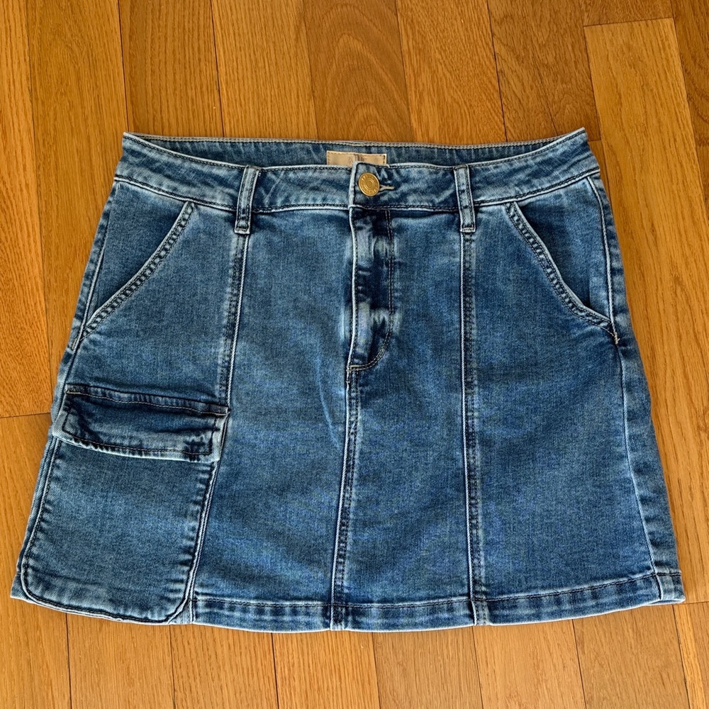 Kut from the Kloth Blue Denim Zoe Mini Skirt